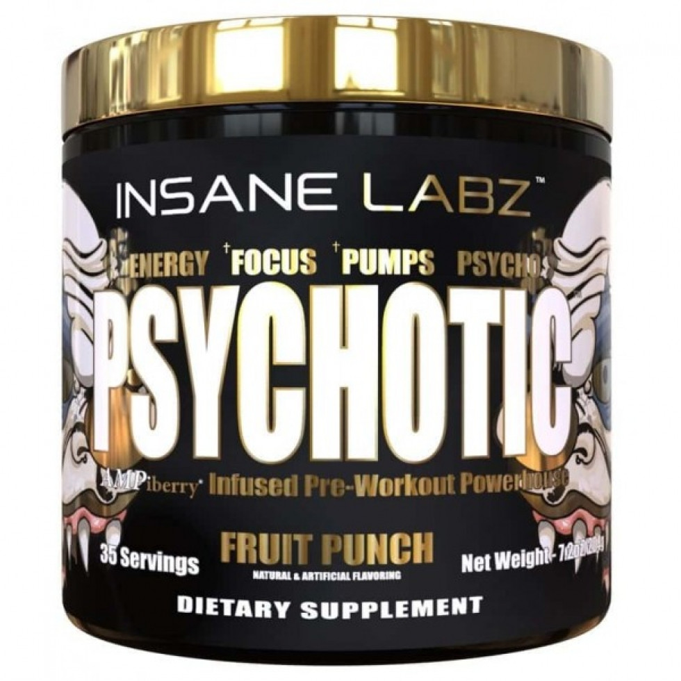 Передтренувальний комплекс Insane Labz Psychotic Gold 35 serv 208 g (Fruit Punch)