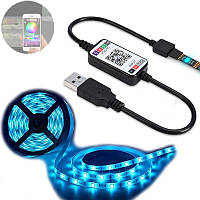 LED стрічка з датчиком звуку Bluetooth, RGB USB 2м