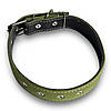 Нашийник брезентовий подвійний для собак. Безрозмірний нашийник подвійний для собак брезент+шкіра, Зелений 27 - 60 см, 35 мм, фото 6