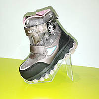 Детские термоботинки для девочки, зимние детские ботинки на липучках на девочку, термоботинки зимние детские