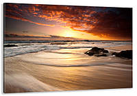 Картина холст в гостиную / спальню Морський захід сонця MLP_125 50x100 см
