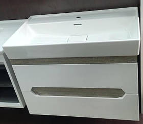 Підвісна тумба з умивальником Veronis Ren 80 біло-деревський 80х48х50