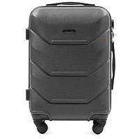 Большой дорожный чемодан из пластика Wings 147 цвет темно-серый размер L