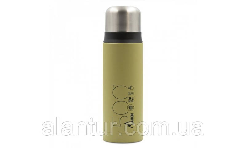 Термос LAKEN Thermo Liquids Flask 0,5L Хакі, нержавіюча сталь, гарячі та холодні напої до 12/24 годин, фото 1