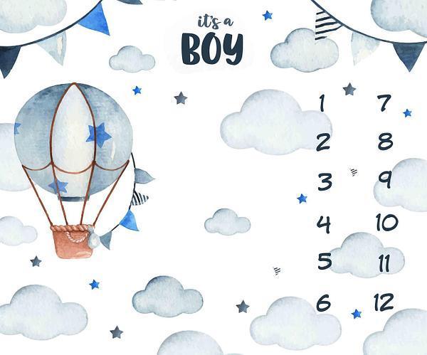 Фотопеленка для перших фотосесій малюка з 1 до 12 місяців / Фотофон "it's a boy" Повітряний шар100х100см, фото 1