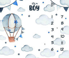 Фотопеленка для перших фотосесій малюка з 1 до 12 місяців / Фотофон "it's a boy" Повітряний шар100х100см