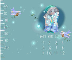 Фотопеленка для перших фотосесій малюка з 1 до 12 місяців / Фотофон "Ведмедик - Ростомір" 120х100см