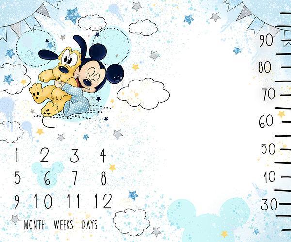 Фотопеленка для перших фотосесій малюка з 1 до 12 місяців / Фотофон "Міккі з Плутто" 120х100см, фото 1