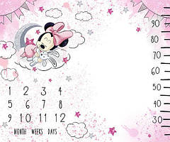 Фотопеленка для перших фотосесій малюка з 1 до 12 місяців / Фотофон "Мінні на місяці" 120х100см