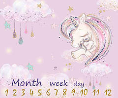 Фотопеленка для перших фотосесій малюка з 1 до 12 місяців / Фотофон "Поні Мама і дитя" 120х100см