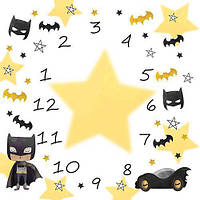 Фотопелюшка для перших фотосесій малюка з 1 до 12 місяців / Фотофон "Бетмен" жовта зірочка 100х120см