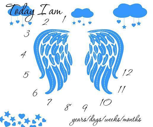 Фотопелюшка для перших фотосесій малюка з 1 до 12 місяців / Фотофон "Крила ангела Blue" 100х120см, фото 1