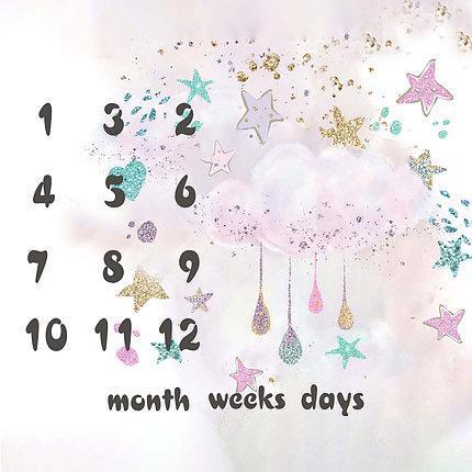 Фотопелюшка для перших фотосесій малюка з 1 до 12 місяців / Фотофон "Хмарка для дівчинки" 100х100см, фото 1