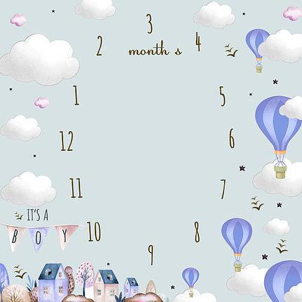 Фотопелюшка для перших фотосесій малюка з 1 до 12 місяців / Фотофон "Хмарка з кулею" 100х100см, фото 1