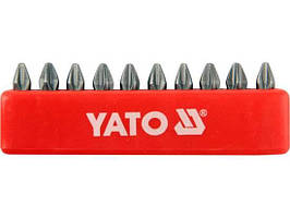 Набір викруткових насадок Philips PH2х25мм HEX 1/4" YATO 10 шт.