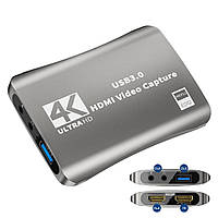 Внешняя карта видеозахвата 4K 60Hz HDMI в USB 3.0 c микрофонным входом и выходом на наушники, устройство видео