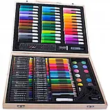 Великий набір для малювання олівці маркери в дерев'яній валізці 150шт | Art Set набір юного художника, фото 2