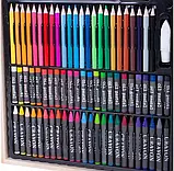 Великий набір для малювання олівці маркери в дерев'яній валізці 150шт | Art Set набір юного художника, фото 5