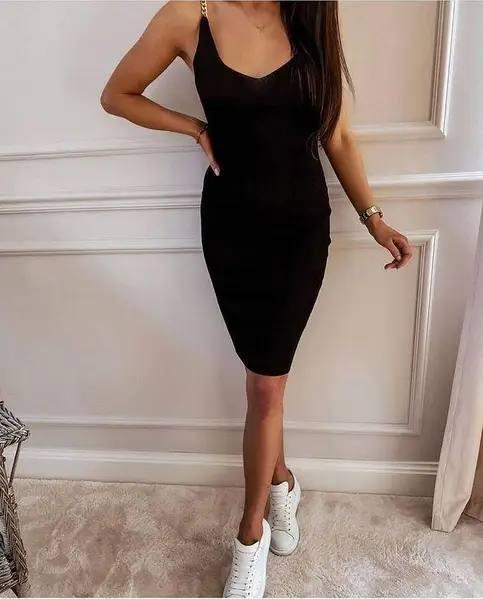 Сукня рубчик до колін бретели ланцюжка, фото 1