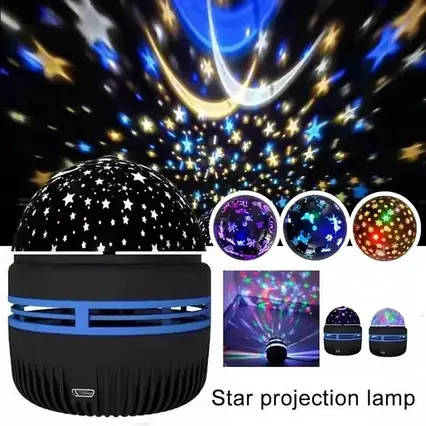 Нічник-проєктор Магічна куля Led Mini Magic Ball, світлодіодний проєктор диско куля RGB Чорний, фото 2