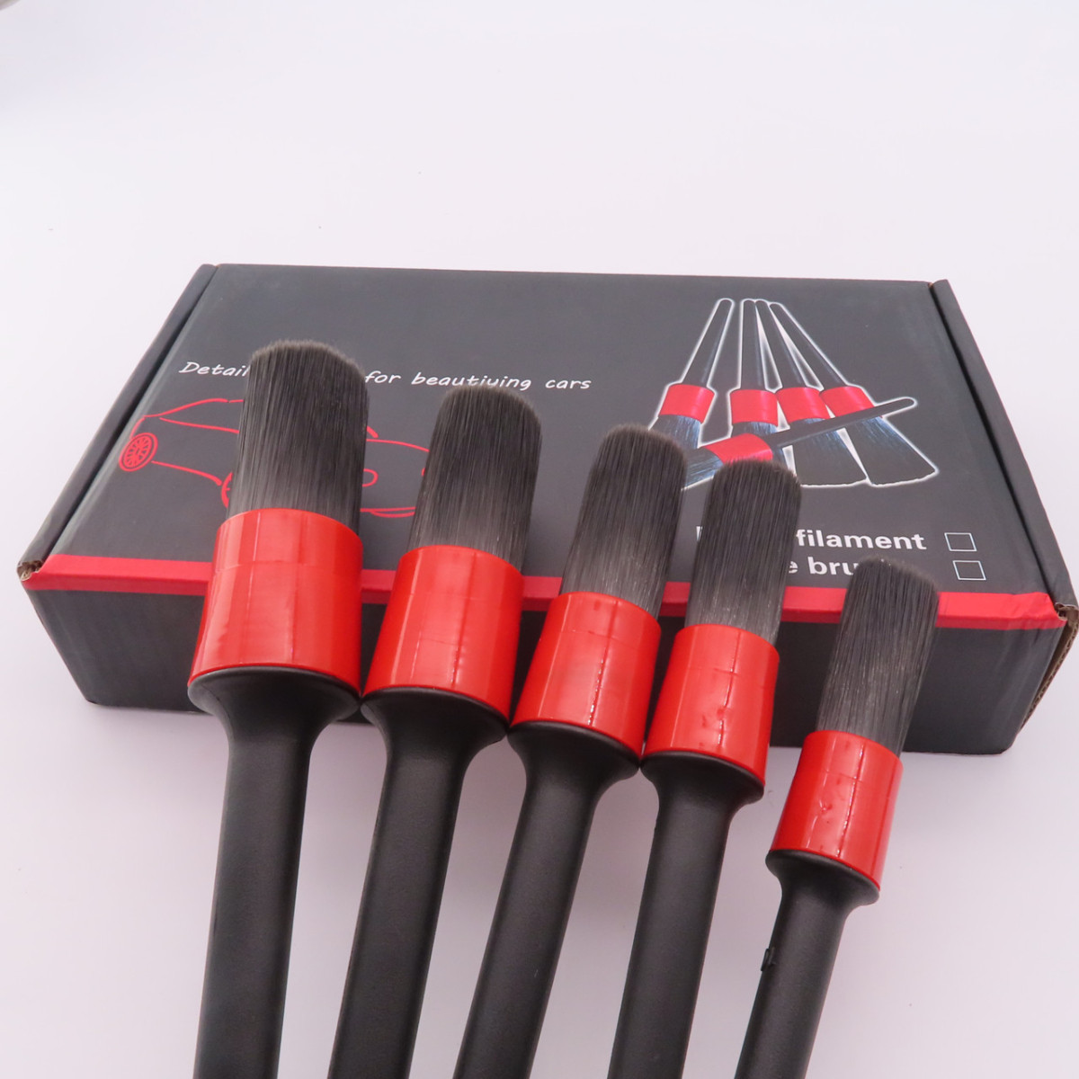 Кисті для детейлинга, пензлики, щітки для хімчистки авто Нейлон/ Висока якість 5 шт в коробці, фото 1