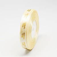 Стрічка атласна 1,2 см (1 м) "Мerry Cristmas крапинка" кремова