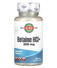 Бетаїну гідрохлорид KAL Betaine HCl Plus 250 mg 100 tabs