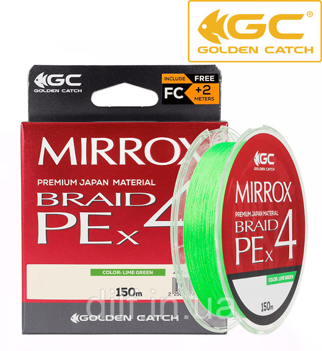 Шнур GC Mirrox PE X4 150м Lime Green #1.5