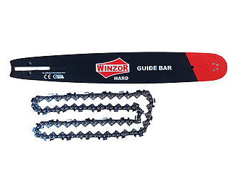 Шина з ланцюгом для бензопили Zomax ZMC 5801 для твердих порід на мотоппилу Зомакс ЗМС із синім зубом