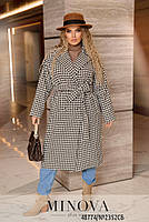 Модне двобортне вовняне пальто oversize в клітинку з поясом і поясом 70 по 76 розмір, фото 5