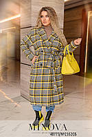 Модне двобортне вовняне пальто oversize в клітинку з поясом і поясом 70 по 76 розмір, фото 3
