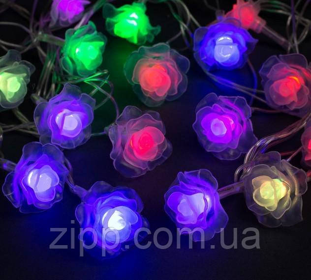 Світлодіодна гірлянда Троянди 20 LED 3 м Різнокольорова