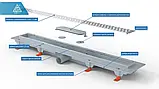 ДУШОВИЙ КАНАЛ МСН З ВЕРТИКАЛЬНИМ ФЛАНЦЕМ, РЕШІТКА КРАПЛІ, СУХИЙ СИФОН DN40, H65 ММ, L850 ММ, фото 8
