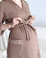 Теплий халат для вагітних Тедді (коричневий), фото 4
