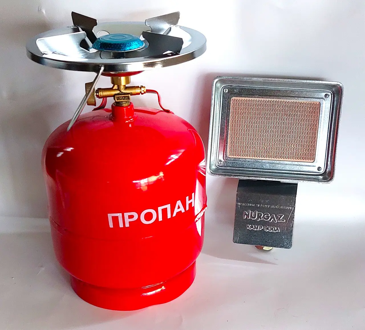 Комплект газовий - газовий пальник-обігрівач інфрачервоного випромінювання Nurgaz -309 та газовий балон 8 літрів