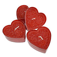 Свечи декоративные красные Сердце. 4 штуки в упаковке.