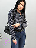 Сорочка у вертикальну смужку 50-52 р. | Модна смугаста Блузка | Стильна Блуза з довгими рукавами | Батал, фото 6