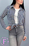 Сорочка у вертикальну смужку 50-52 р. | Модна смугаста Блузка | Стильна Блуза з довгими рукавами | Батал, фото 5