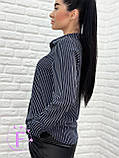 Сорочка у вертикальну смужку 50-52 р. | Модна смугаста Блузка | Стильна Блуза з довгими рукавами | Батал, фото 8