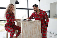 Мужская Пижама унисекс рубашка и брюки женская пижама в клетку красные парные пижамы Toyvoo Чоловіча Піжама