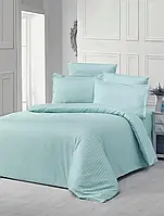 Комплект постельного белья из страйп сатина ТМ Zeron, Турция цвет бирюзовый