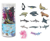 Набор морских животных в тубе 16 элементов