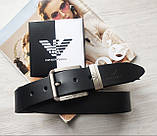 Чоловічий подарунковий набір Armani годинник і шкіряний ремінь black/silver, фото 6