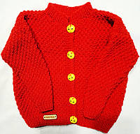 Дитяча тепла в'язана червона кофта, напіввовна, на дівчинку 6-9 місяців, зріст 68-74 см