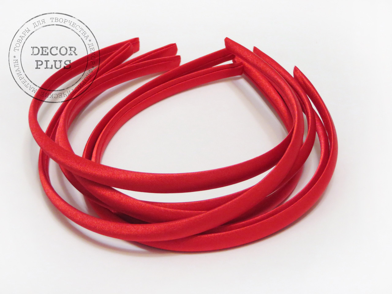 Обруч пластик. в атласі 8мм червоний., фото 1