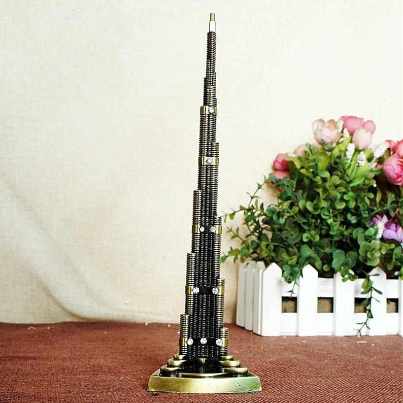 Статуэтка Бурдж-Халифа RESTEQ с инкрустированными камнями. Миниатюрная модель Burj Khalifa. Сувенир Башня - фото 1 - id-p2014050482