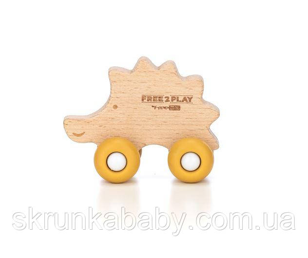 Дерев`яна іграшка FreeON їжачок на силіконових колесах, фото 1