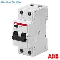 Дифавтомат ABB Basic M 16А, 30mA, тип C, 1P + N 4,5 кА. АВДТ Диференціальний автоматичний вимикач АВВ