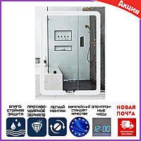 Дзеркало для ванної кімнати 60х80 см з підсвічуванням LED Qtap Mideya з годинником і антизапотіванням