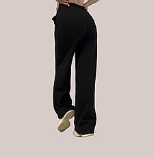 Утеплені широкі штани з стрілками мод. 096 чорні, фото 3